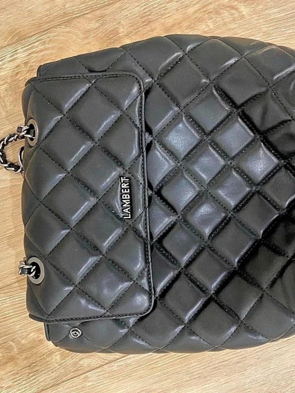LAMBERT The Sadie 2-in-1 Quilted Backpack in Black
